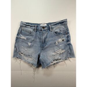 Pistola Ace High Rise 90s Cutoff Shorts Size 27 Light Wash Raw Hem Jean Shorts